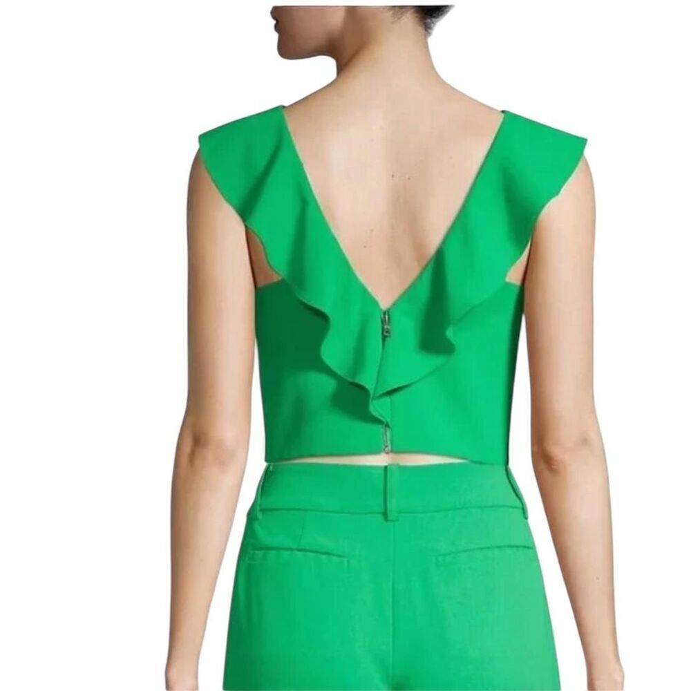 Alice + Olivia Pria Cropped V-Neck Ruffle Top - Picture 2 of 5